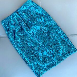 NWT! Alice + Olivia High-Waist TEAL BLUE Sequin Pencil Skirt in Size 0